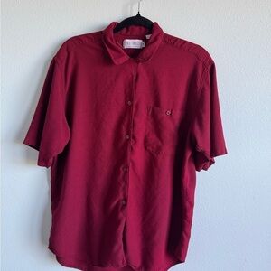 French Connection Men's Collared Burgundy Casual Button Down Shirt Size Medium